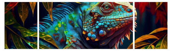 Obraz - Barevný leguán (170x50 cm)