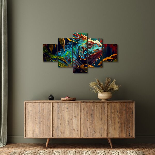 Obraz - Barevný leguán (125x70 cm)