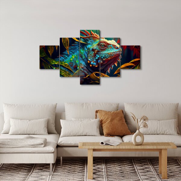 Obraz - Barevný leguán (125x70 cm)