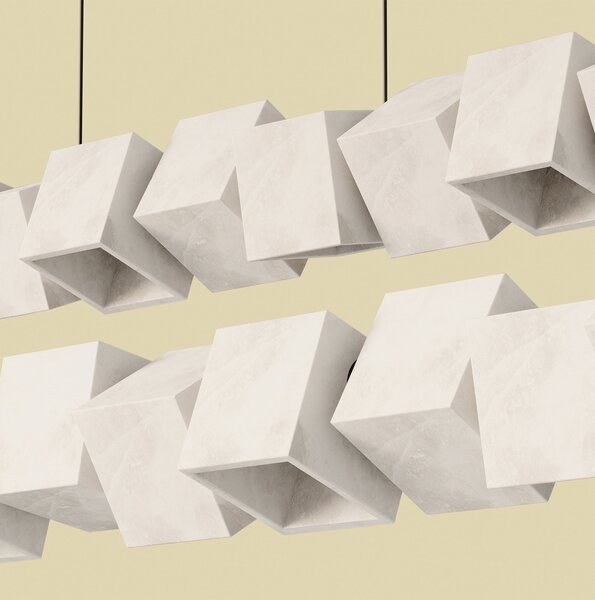 Aromas Cubic L LED závěsné alabastrové svítidlo lustr Zlatá patina