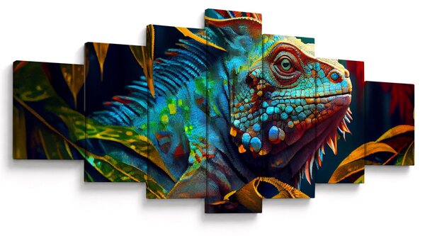 Obraz - Barevný leguán (210x100 cm)