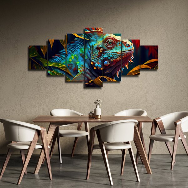 Obraz - Barevný leguán (210x100 cm)