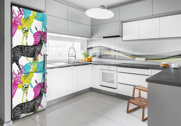 Nálepka fototapeta lednička Barevní jeleni FridgeStick-70x190-f-92609965