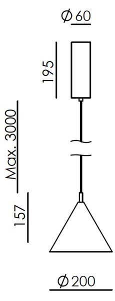 Aromas Trag LED závěsné svítidlo Ø200mmobráceně trojúhelníková (vrchol dole)
