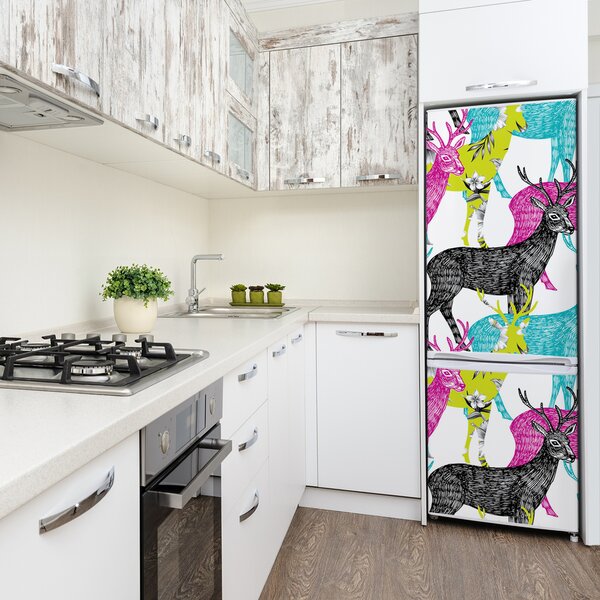 Nálepka fototapeta lednička Barevní jeleni FridgeStick-70x190-f-92609965