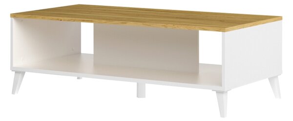 SZYNAKA Trendline Konferenční stolek - BARRIS 41, matná bílá/americký ořech světlý