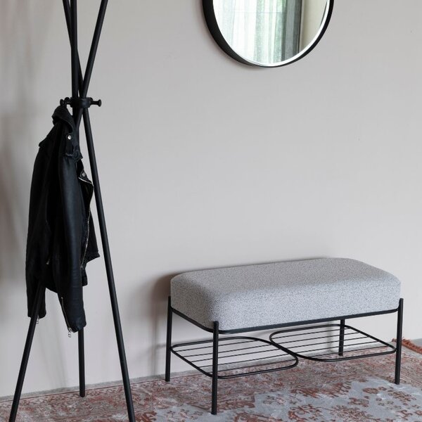 White Label Šedá látková lavice WLL MILOU 90 cm