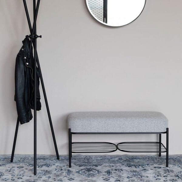 White Label Šedá látková lavice WLL MILOU 90 cm