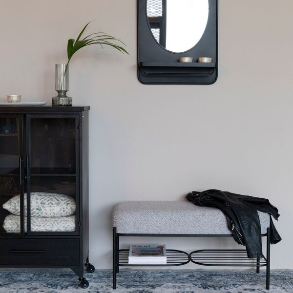 White Label Šedá látková lavice WLL MILOU 90 cm