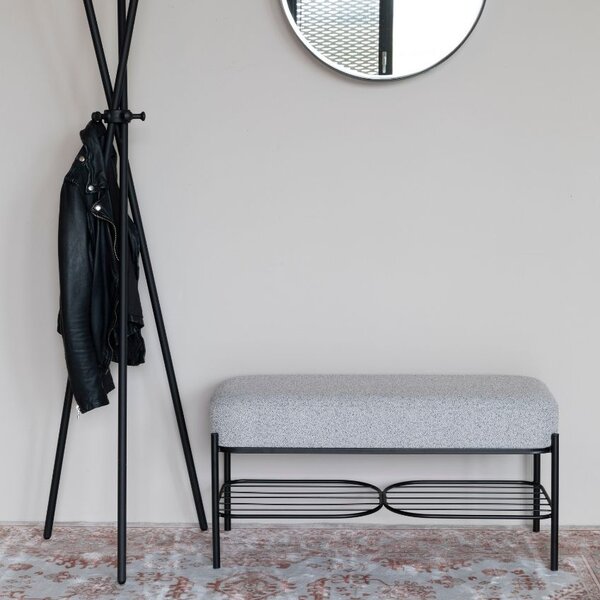 White Label Šedá látková lavice WLL MILOU 90 cm