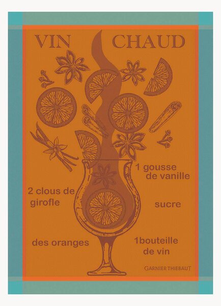 Sada žakárových utěrek Vin Chaud Mandarine, 4 díly