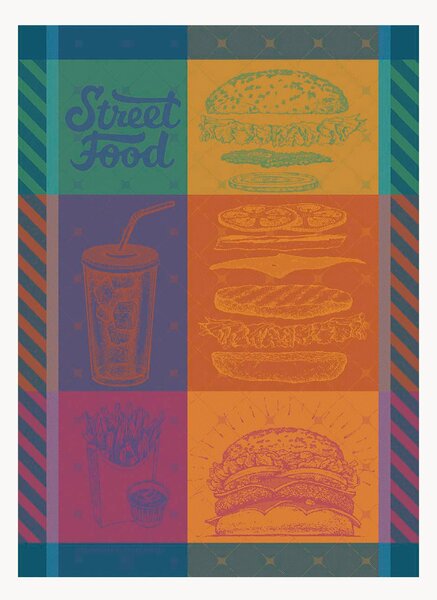 Sada žakárových utěrek Street Food Usa Gourmand, 4 díly