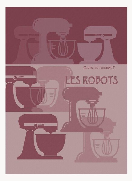 Sada žakárových utěrek Les Robots Framboise, 4 díly