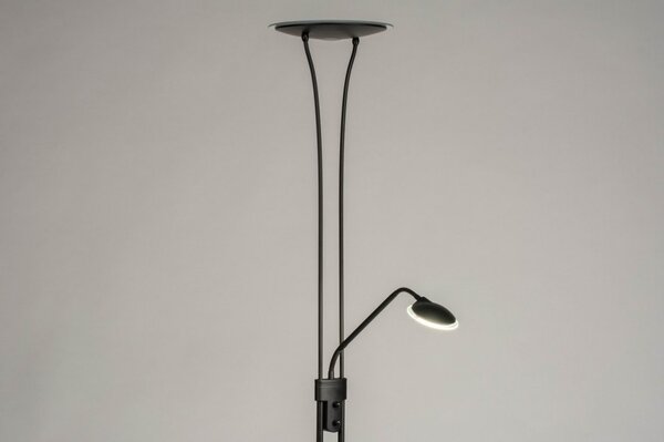 Stojací lampa se čtecí lampičkou a stmívačem Crayne Black Viante (LMD)