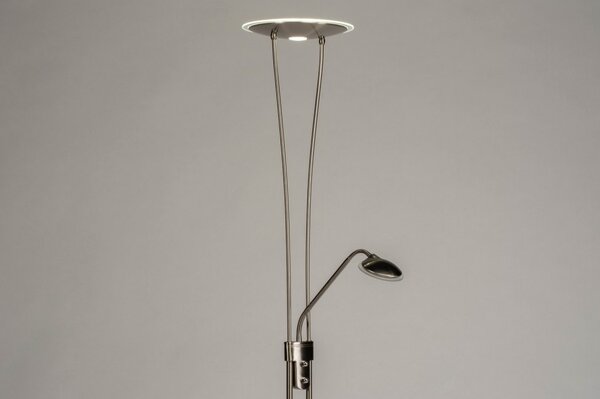 Stojací lampa se čtecí lampičkou a stmívačem Crayne Silver Viante (LMD)