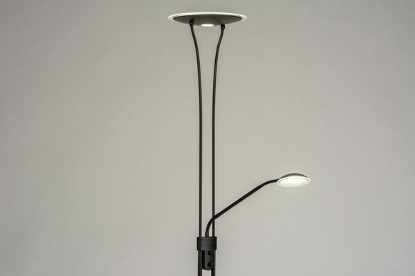 Stojací lampa se čtecí lampičkou a stmívačem Crayne Black Viante (LMD)