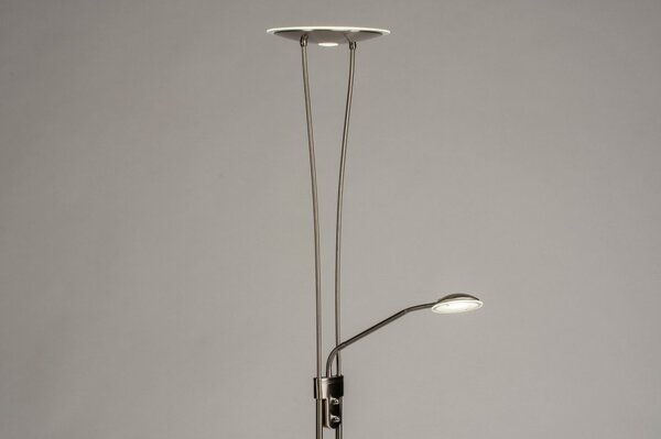 Stojací lampa se čtecí lampičkou a stmívačem Crayne Silver Viante (LMD)
