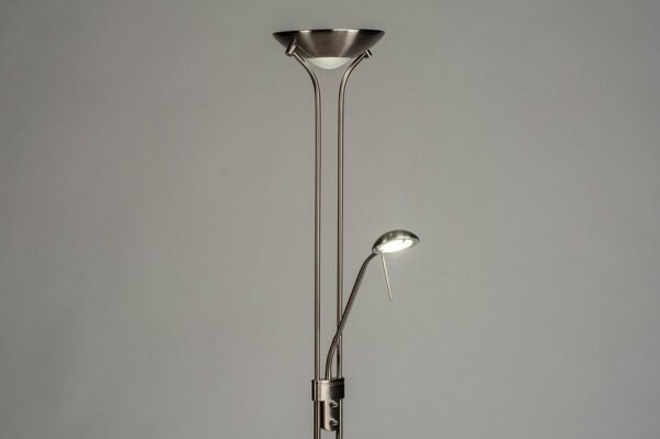 Stojací lampa se čtecí lampičkou a stmívačem Crayne Silver (LMD)