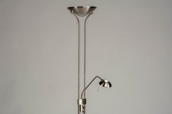 Stojací lampa se čtecí lampičkou a stmívačem Crayne Silver (LMD)