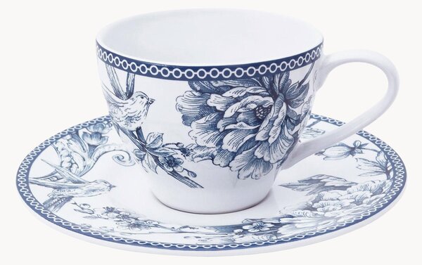 Sada porcelánových šálků na čaj's podšálky Kensington, 4 díly