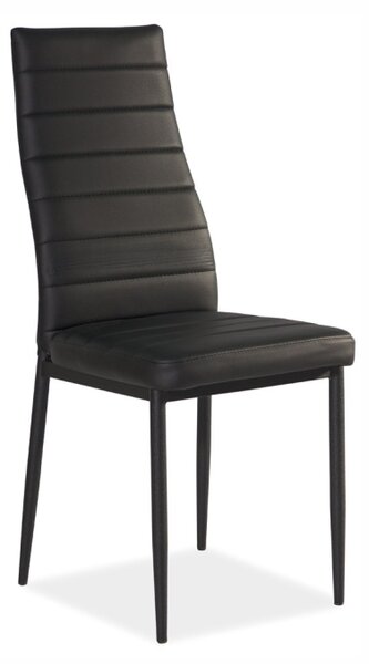 Jídelní židle - H-261, černé kovové nohy, černá ekokůže