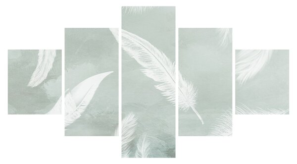 Obraz - Bílé peříčka (125x70 cm)