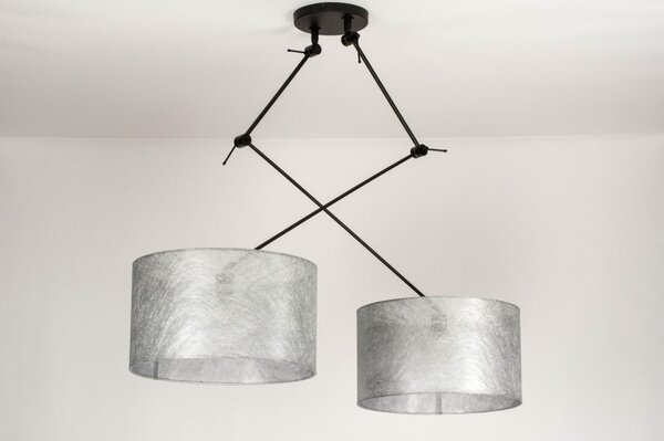 Závěsné designové svítidlo nad stůl Snap Light Duo Silver Look and Black (LMD)