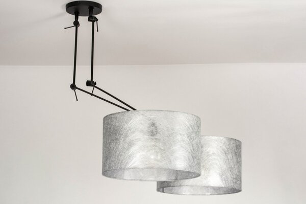 Závěsné designové svítidlo nad stůl Snap Light Duo Silver Look and Black (LMD)