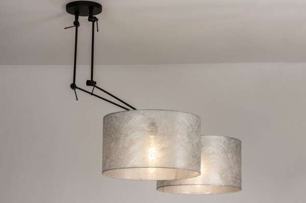 Závěsné designové svítidlo nad stůl Snap Light Duo Silver Look and Black (LMD)