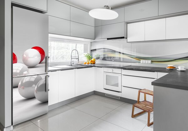 Nálepka na ledničku Červené-bílé koule FridgeStick-70x190-f-84683831