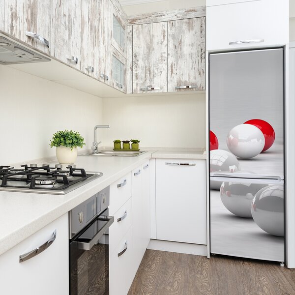 Nálepka na ledničku Červené-bílé koule FridgeStick-70x190-f-84683831