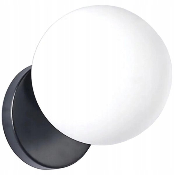 Nástěnná lampa Černá kovová Skleněná bílá koule Moderní E27