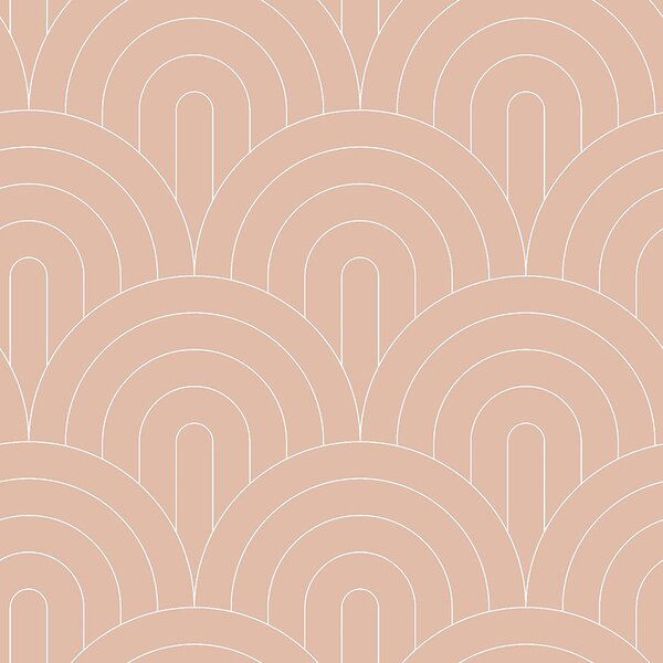 Béžová vliesová tapeta, geometrický obloukový vzor 139218, Art Deco, Esta