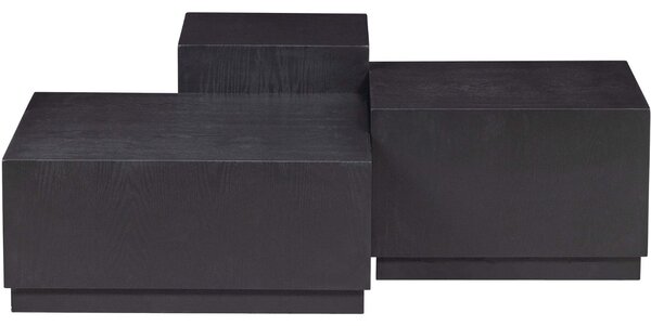 WOOOD Set tří černých jasanových konferenčních stolků Pommo 70/55/40 cm