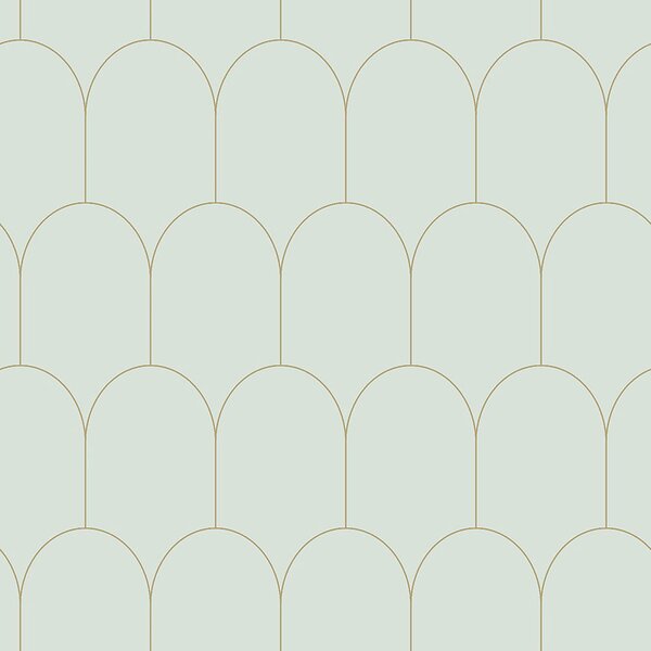 Mentolová vliesová tapeta, geometrický obloukový vzor 139202, Art Deco, Esta