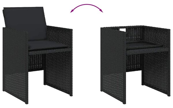 15dílný zahradní jídelní set s poduškami černý polyratan 3277758