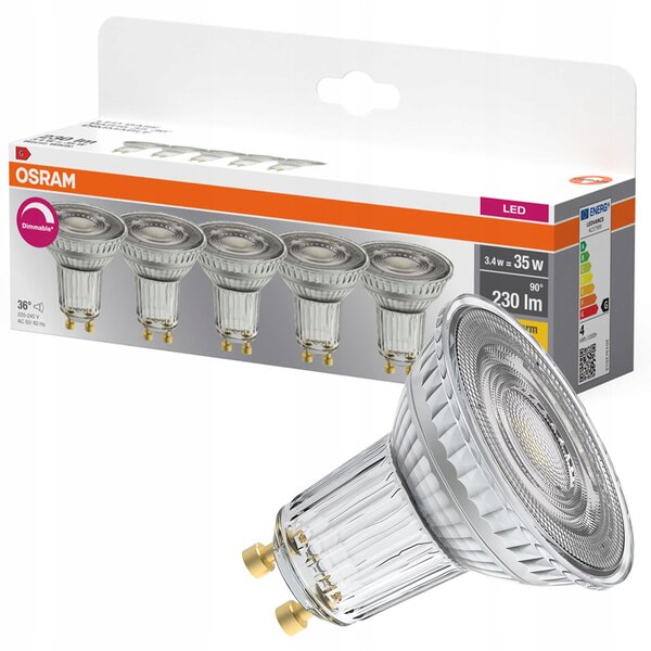 LED žárovka reflektor GU10 3.4W = 35W 2700K CRI90 36° Stmívatelná 5 ks
