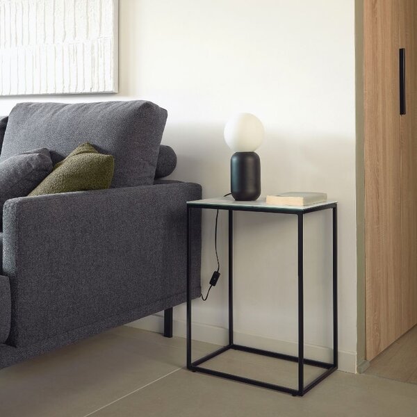 Bílý keramický odkládací stolek Kave Home Rewena 45 x 30 cm