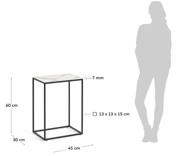 Bílý keramický odkládací stolek Kave Home Rewena 45 x 30 cm