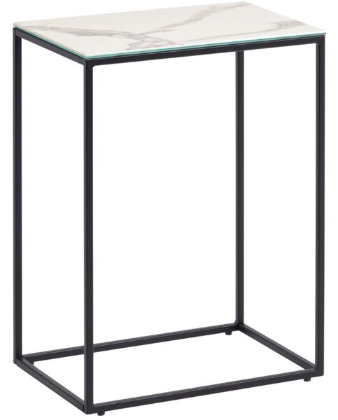 Bílý keramický odkládací stolek Kave Home Rewena 45 x 30 cm