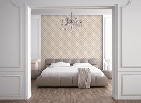 Geometrická vliesová tapeta na zeď, béžová, imitace látky, FT221222, Best Sellers, Design ID