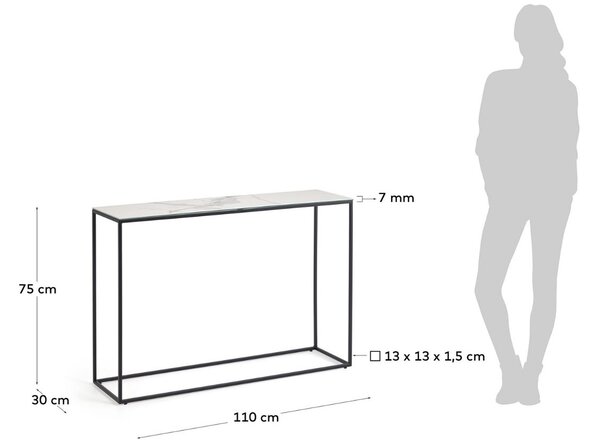 Bílý keramický toaletní stolek Kave Home Rewena 110 x 30 cm