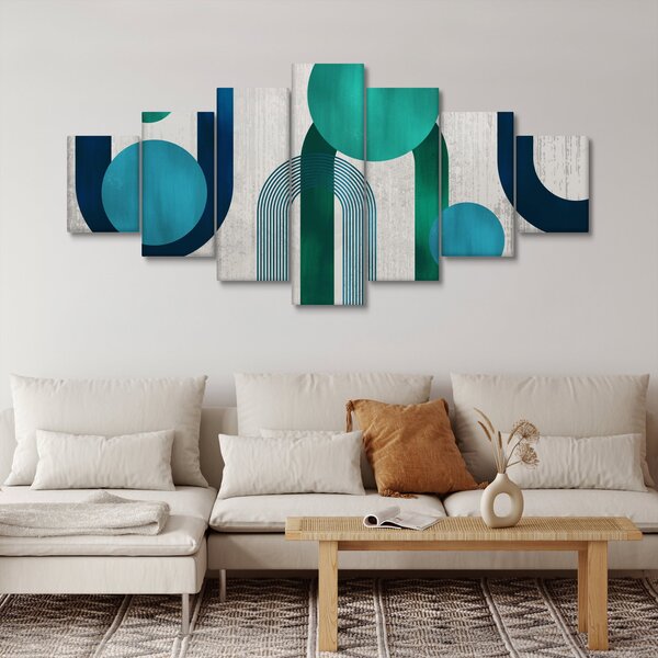 Obraz - Čáry a kruhové tvary (210x100 cm)