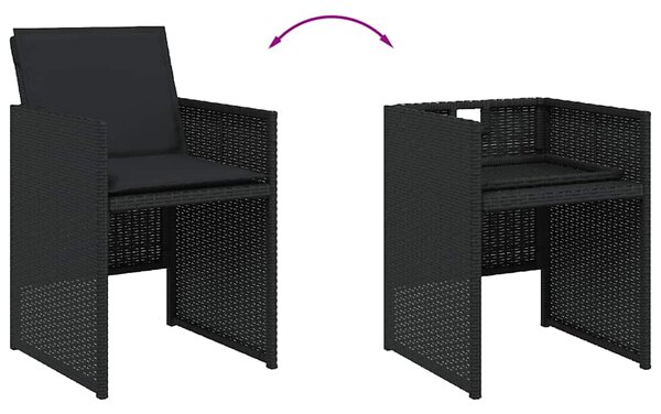 9dílný zahradní jídelní set s poduškami černý polyratan 3277782