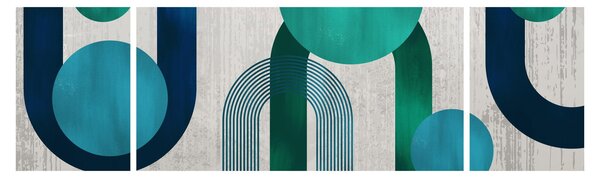 Obraz - Čáry a kruhové tvary (170x50 cm)