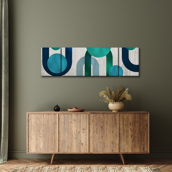 Obraz - Čáry a kruhové tvary (170x50 cm)