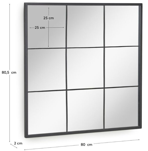 Černé kovové závěsné zrcadlo Kave Home Ulrica 80 x 80 cm