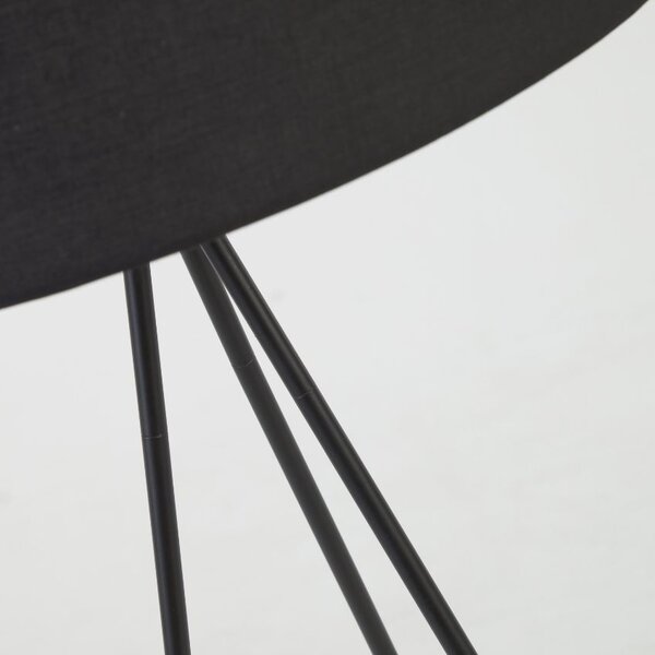 Černá látková stojací lampa Kave Home Ikia 157 cm