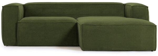Kave Home Zelená manšestrová rohová pohovka Blok 240 cm, pravá