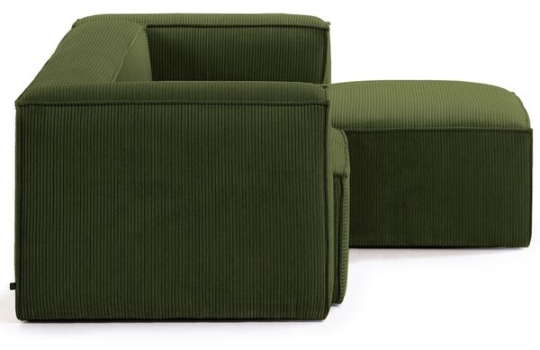 Kave Home Zelená manšestrová rohová pohovka Blok 240 cm, pravá